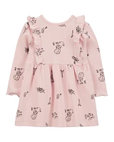 Baby Paris-Print Long-Sleeve Dress - Pink