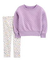 Baby 2-Piece Quilted Pullover & Floral Legging Set