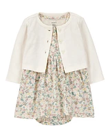 Baby 2-Piece Floral Dress Cardigan Set