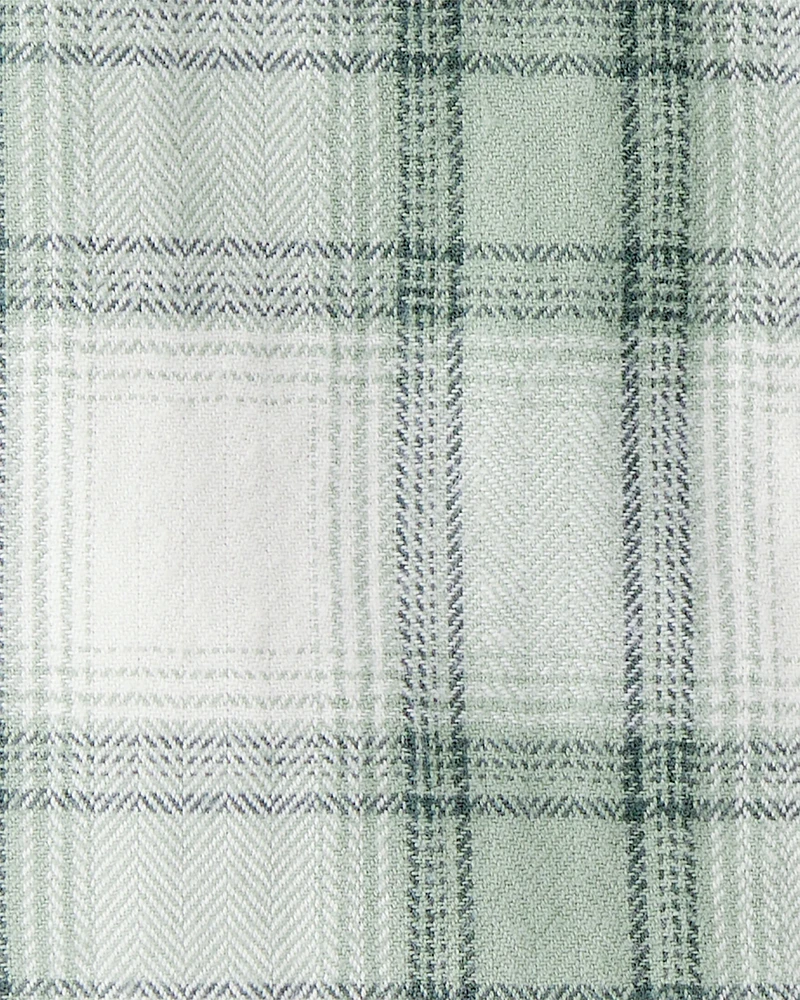 Baby Organic Cotton Herringbone Button-Front Shirt Plaid