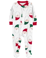 Toddler 1-Piece Santa Fleece Footie Pyjamas