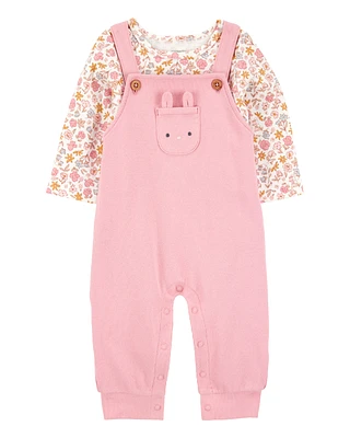Baby 2-Piece Floral Long-Sleeve Tee & Coverall Set