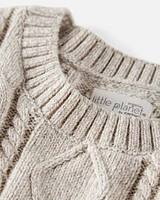 Kid Organic Cotton Cable Knit Sweater Toasted Wheat