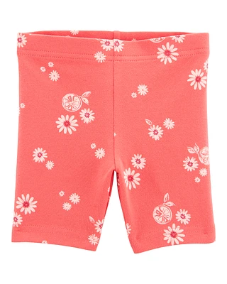 Baby Floral Bike Shorts - Orange