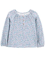 Toddler Floral Gauze Long-Sleeve Top