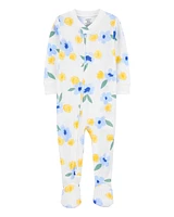 Baby Floral Waffle Knit Footie 1-Piece Pyjamas