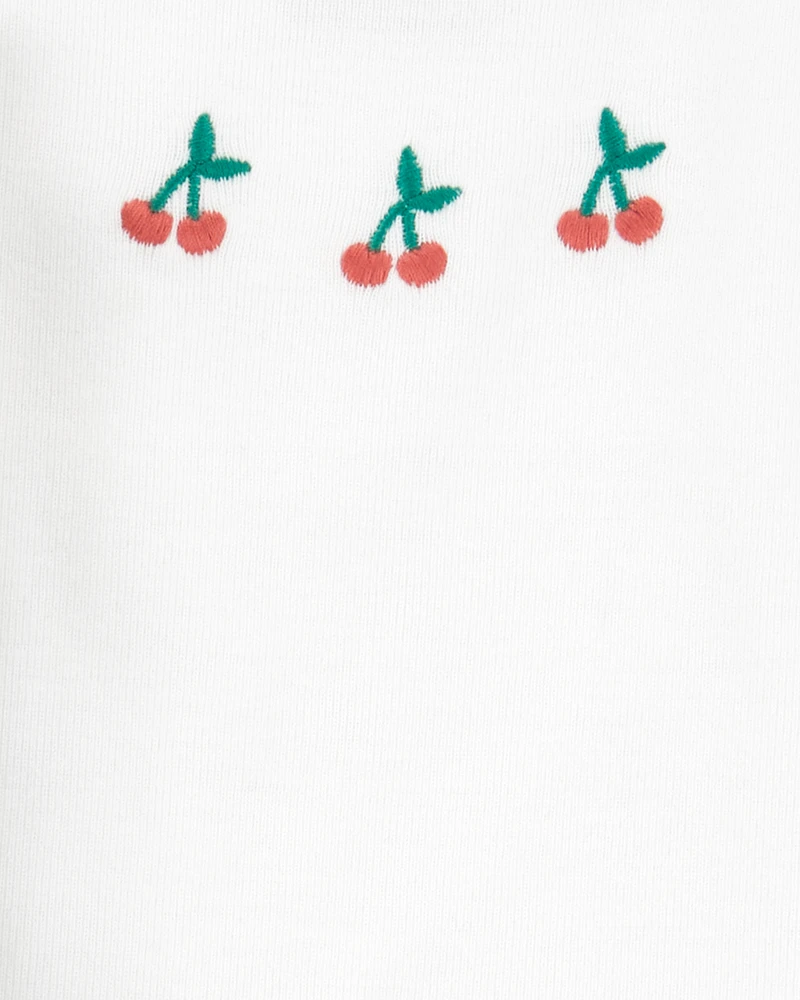 Baby Girl 3-Piece Striped Cherry Print  Outfit Set - White/Pink