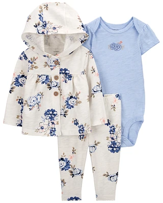 Baby 3-Piece Floral Little Cardigan Set