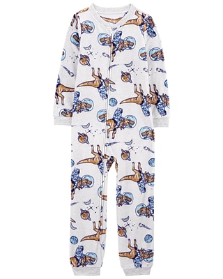 Kid 1-Piece Space Dinosaur Fleece Footless Pyjamas