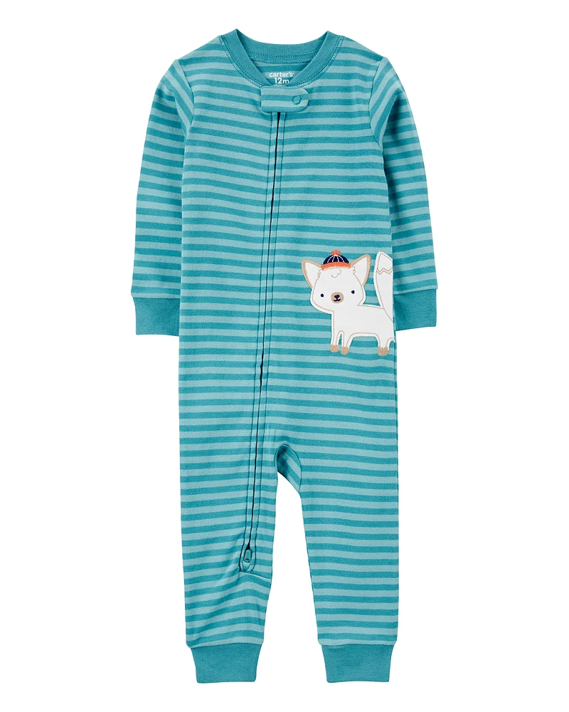 Toddler 1-Piece Wolf Striped 100% Snug Fit Cotton Footless Pyjamas