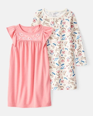 Kid 2-Pack Floral Bunnies Nightgowns