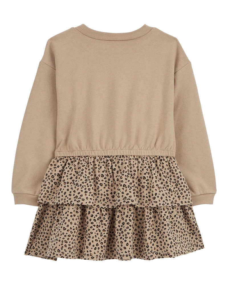 Toddler Leopard Ruffle Long-Sleeve Dress