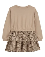 Toddler Leopard Ruffle Long-Sleeve Dress