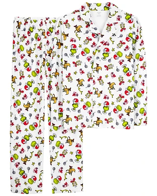 2-Piece Christmas Grinch Fleece Coat-Style Pyjamas