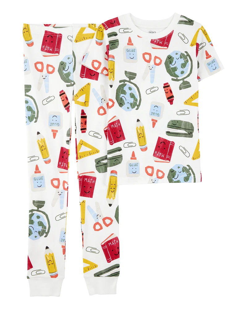 Kid 2-Piece Back To School Print 100% Snug Fit Cotton Pyjamas