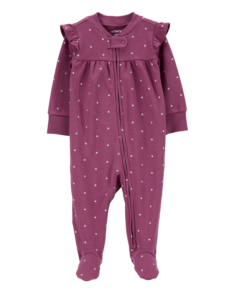 Baby Heart 2-Way Zip Cotton Sleeper Pyjamas