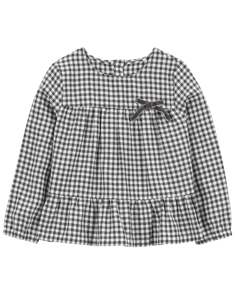 Toddler Plaid Twill Long-Sleeve Fashion Top