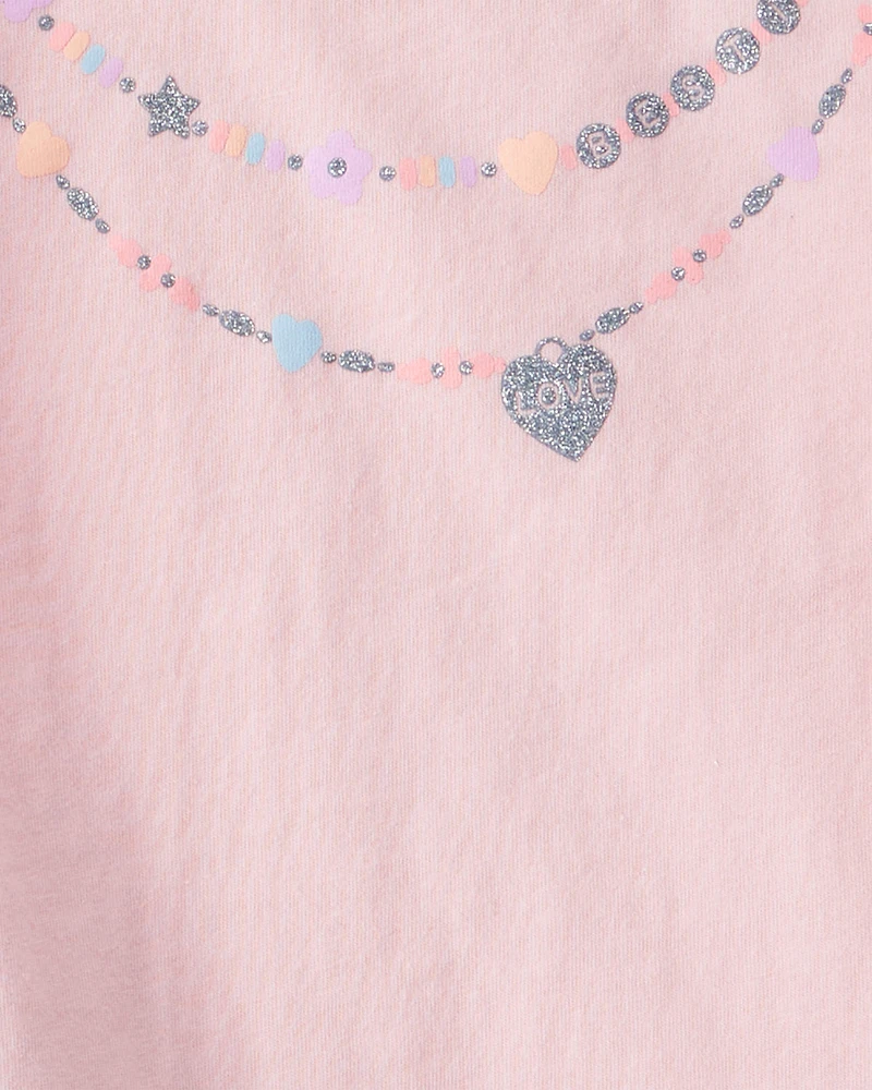 Toddler 2-Piece Necklace Printed Tee & Rainbow Skort Set