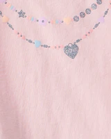 Toddler 2-Piece Necklace Printed Tee & Rainbow Skort Set