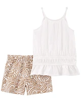 Kid 2-Piece Crinkle Jersey Top & Pull-On Shorts