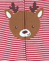 Baby Reindeer 2-Way Zip Cotton Sleep & Play Pajamas