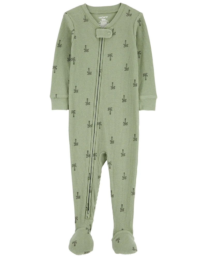 1-Piece Palm Tree Thermal Footie Pyjamas