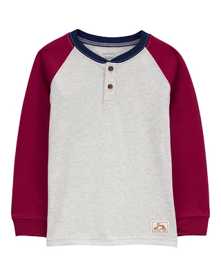 Baby Raglan-Sleeve Henley Tee