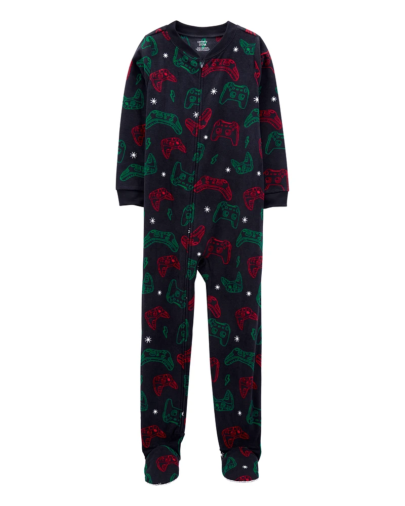 Kid 1-Piece Gamer Fleece Footie Pajamas