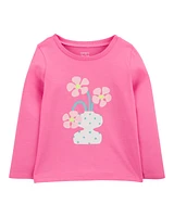 Kid Flower Cotton Blend Graphic Tee