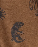 Toddler Desert Print Pull-On Cotton Shorts - Brown