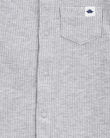 Baby Waffle Knit Short-Sleeve Romper - Grey