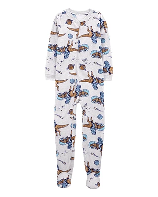 Kid 1-Piece Space Dinosaur Fleece Footie Pyjamas