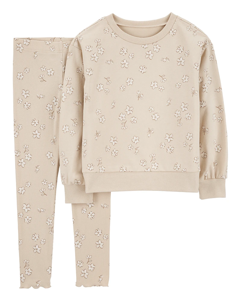 Kid 2-Piece Floral Pullover & Stretch Legging Set