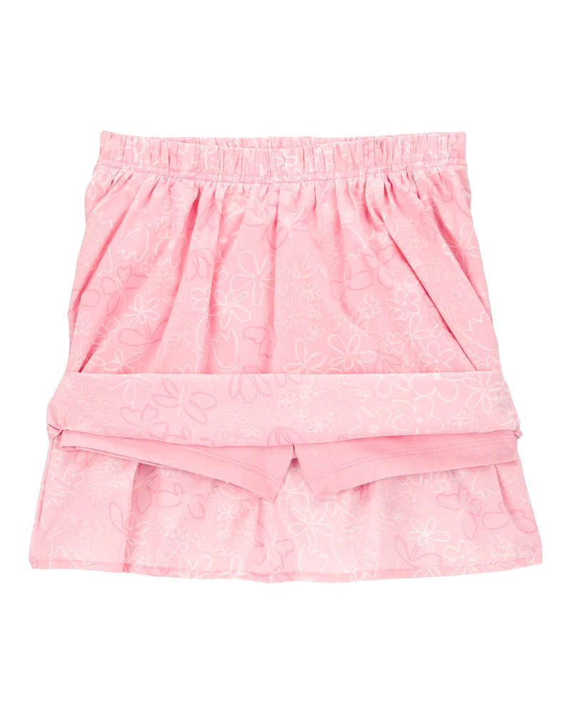 Kid 2-Piece Print Skort Set - Pink