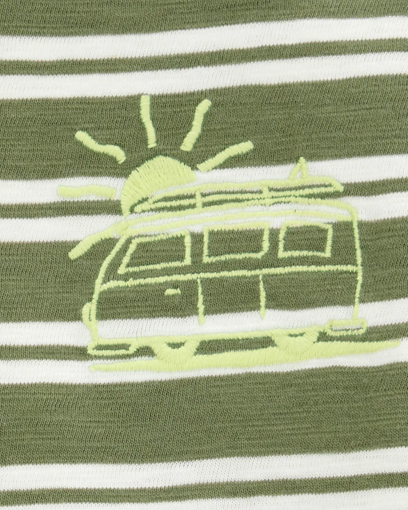 Baby Sun Striped Cotton Short-Sleeve Tee - Green