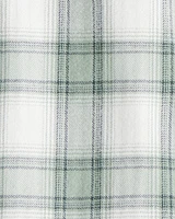 Kid Organic Cotton Herringbone Button-Front Shirt Plaid