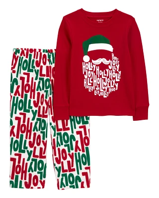 Toddler 2-Piece Holly Jolly Christmas Cotton & Fleece Pyjamas