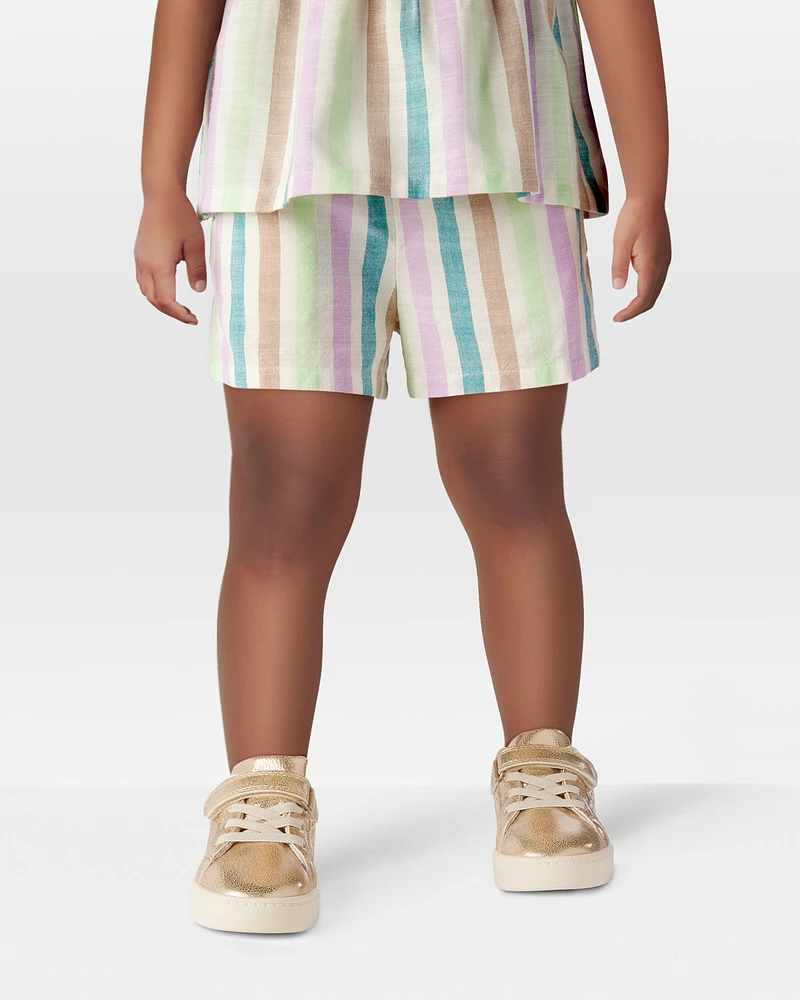 Toddler Striped Pull-On Linen Shorts
