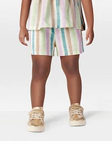 Toddler Striped Pull-On Linen Shorts