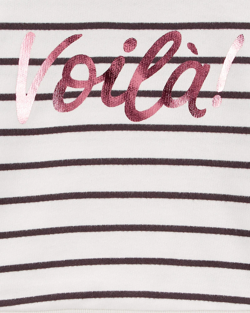 Toddler Striped French Terry Long-Sleeve Pullover - Black/White
