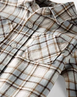 Baby Organic Cotton Herringbone Button-Front Shirt Plaid