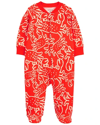 Crab Snap-Up Cotton Sleeper Pyjamas