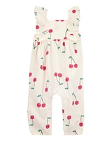 Baby Cherry Flutter Sleeves Jumpsuit-Ivory