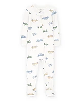 Baby Car Print PurelySoft Footie 1-Piece Pyjamas - Ivory