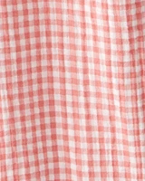 Kid Organic Cotton Gauze Gingham Jumpsuit
