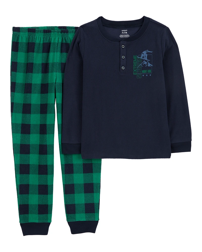 Kid 2-Piece Plaid Fleece Pyjama Set