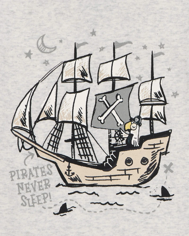 Baby Pirate Print Snug Fit Cotton 4-Piece Pyjamas