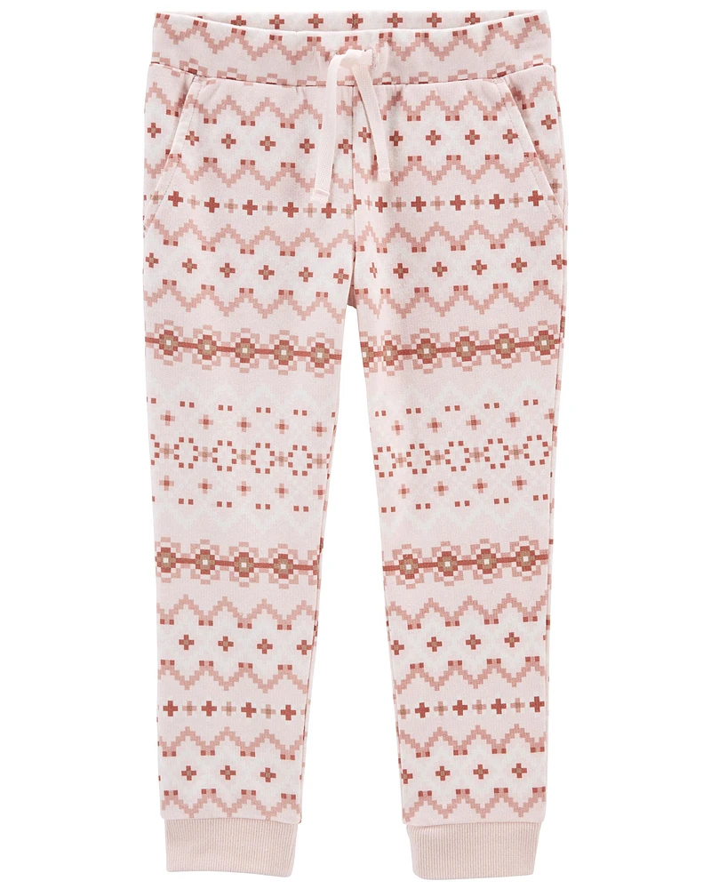 Toddler Pink Fair Isle Joggers