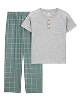 Kid 2-Piece Plaid Loose Fit Pyjamas