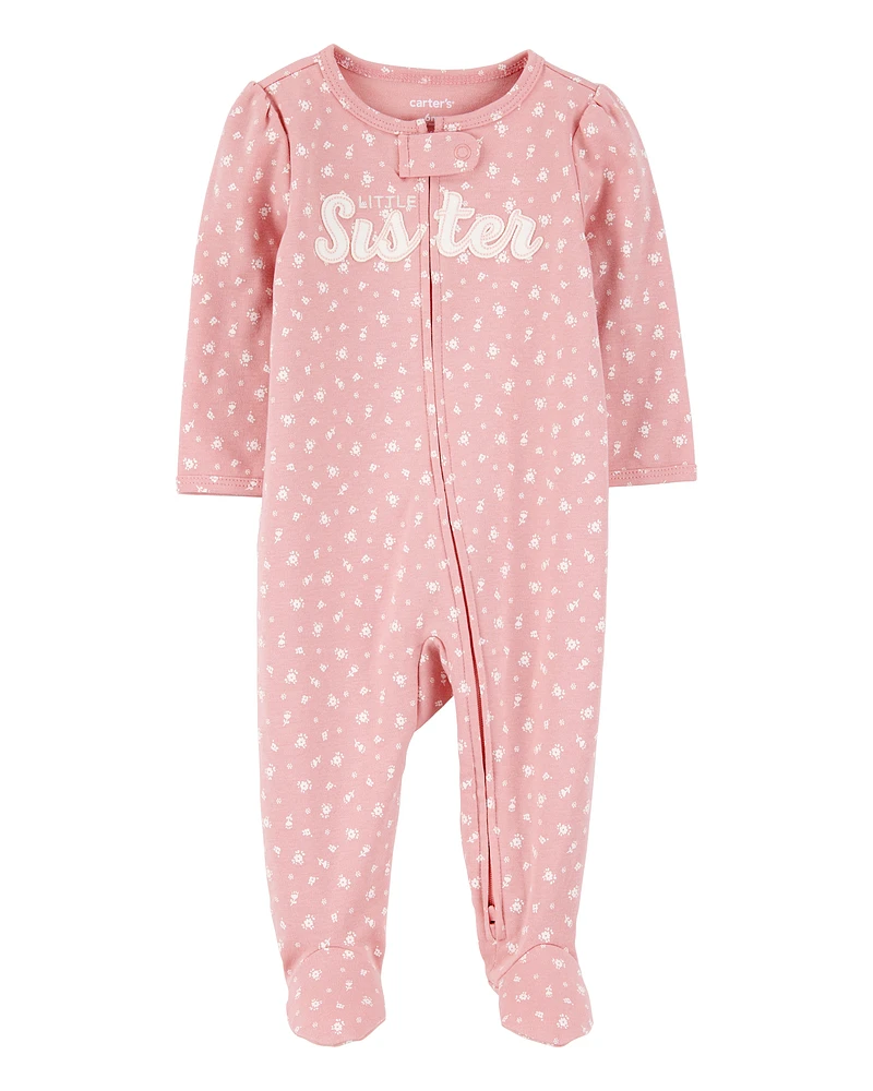 Little Sister 2-Way Zip Cotton Sleeper pyjamas